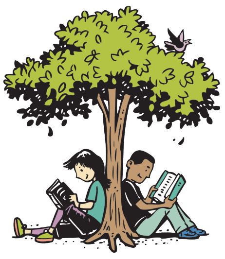 lapsed istuvad tammepuu all